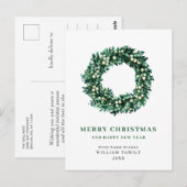 Festive Holly Wreatest Kerstgroeting Holiday Briefkaart (Voorkant / Achterkant)