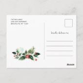 Festive Holly Wreatest Kerstgroeting Holiday Briefkaart (Achterkant)