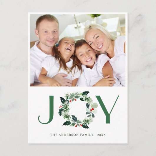 Festive Holly Wreatest Kerstgroeting Holiday Briefkaart (Voorkant)