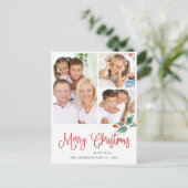 Festive Holly Wreatest Kerstgroeting Holiday Briefkaart (Staand voorkant)