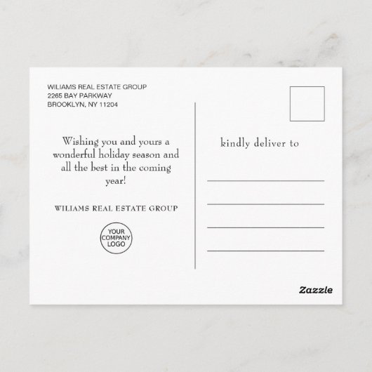 Festive Holly Wreatest Kerstgroeting Holiday Briefkaart (Achterkant)