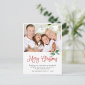 Festive Holly Wreatest Kerstgroeting Holiday Po Briefkaart (Staand voorkant)