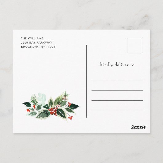 Festive Holly Wreatest Kerstgroeting Holiday Po Briefkaart (Achterkant)