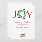 Festive Holly Wreath Holiday Kerstlunch Kaart (Voorkant / Achterkant)