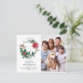 Festive Holly Wreath Merry Kerstfeestay FOTO Briefkaart (Staand voorkant)