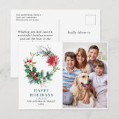 Festive Holly Wreath Merry Kerstfeestay FOTO Briefkaart (Voorkant / Achterkant)