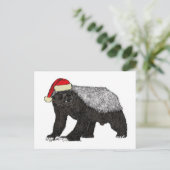 Festive Honey Badger Badass Santa Funny Kerstmis Briefkaart (Staand voorkant)