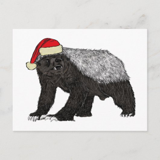 Festive Honey Badger Badass Santa Funny Kerstmis Briefkaart (Voorkant)