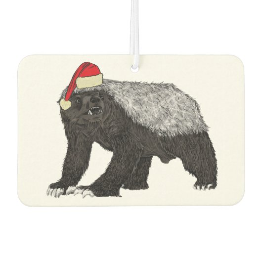 Festive Honey Badger Badass Santa Kerstmis Luchtverfrisser (Voorkant)
