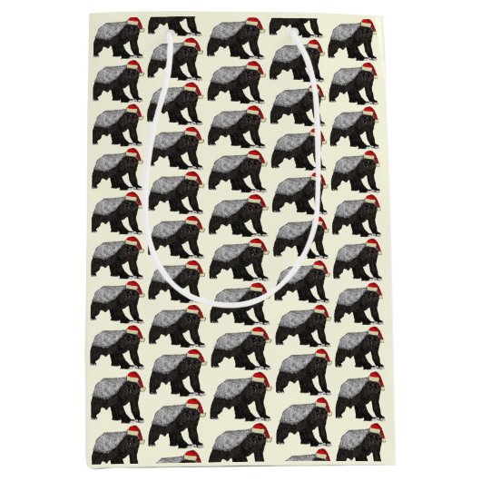Festive Honey Badger Badass Santa Kerstmis Medium Cadeauzakje (Voorkant)