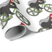 Festive Honey Badger Cycling Funny Xmas Cyclist Cadeaupapier (Rol Hoek)