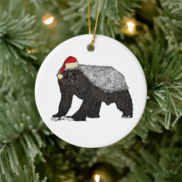 Festive Honey Badger Santa Keramisch Ornament