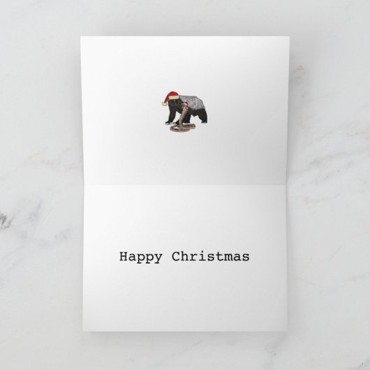 Festive Honey Badger Snake Funny Badass Kerstmis Kaart (Binnen)