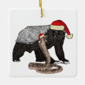Festive Honey Badger verses Snake Funny Badass Keramisch Ornament (Voorkant)