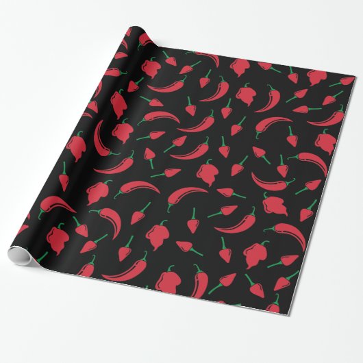 Festive Hot Chili Pepper Wrapping Paper Cadeaupapier (Uitgerold)