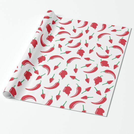 Festive Hot Chili Pepper Wrapping Paper Cadeaupapier (Uitgerold)
