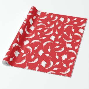 Festive Hot Chili Pepper Wrapping Paper in Red Cadeaupapier