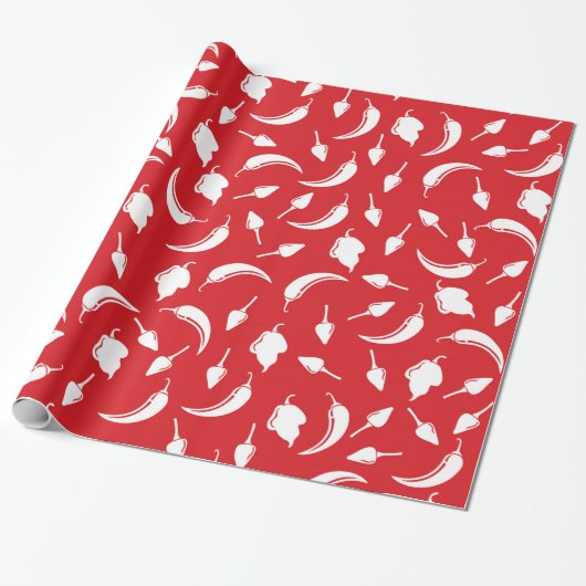 Festive Hot Chili Pepper Wrapping Paper in Red Cadeaupapier (Uitgerold)
