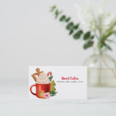 Festive Hot Cocaca Cookie Snoep kerstbakkerij Visitekaartje (Staand voorkant)
