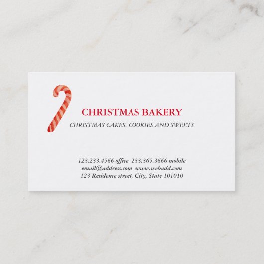 Festive Hot Cocaca Cookie Snoep kerstbakkerij Visitekaartje (Achterkant)