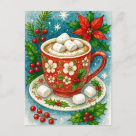 Festive Hot Cocoa Christmas Postcard Feestdagenkaart