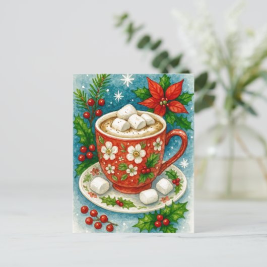 Festive Hot Cocoa Christmas Postcard Feestdagenkaart (Staand voorkant)