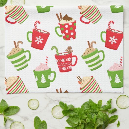 Festive Hot Drinken Feestdagen voor kerstmis Theedoek (Gevouwen)