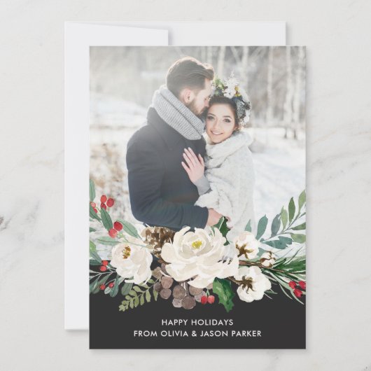 Festive-houtskool | Kerstfotokaart Kaart (Voorkant)