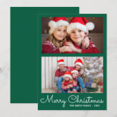 Festive Hunter Green 2 Photo Collage Feestdagenkaart (Voorkant / Achterkant)