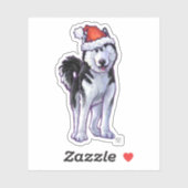 Festive Husky in een Santa Hat Sticker (Vel)