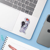Festive Husky in een Santa Hat Sticker (Laptop met iPhone)