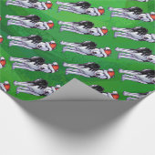 Festive Husky in Santa Hat op Green Cadeaupapier (Hoek)