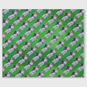 Festive Husky in Santa Hat op Green Cadeaupapier (Vlak)