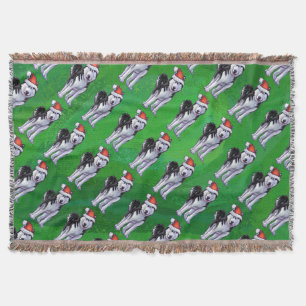 Festive Husky in Santa Hat op Green Deken