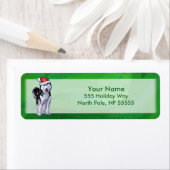 Festive Husky in Santa Hat op Green Etiket (Insitu)