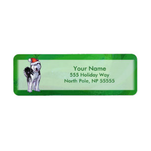 Festive Husky in Santa Hat op Green Etiket
