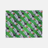 Festive Husky in Santa Hat op Green Fleece Deken (Voorkant (Horizontaal))