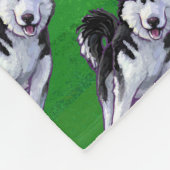 Festive Husky in Santa Hat op Green Fleece Deken (Hoek)