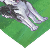 Festive Husky in Santa Hat op Green Korte Tafelloper (Hoek)