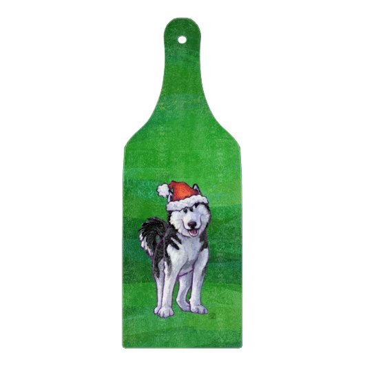 Festive Husky in Santa Hat op Green Snijplank (Voorkant)