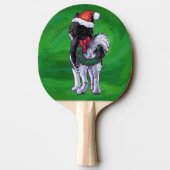 Festive Husky in Santa Hat op Green Tafeltennisbatje (Achterkant)