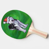 Festive Husky in Santa Hat op Green Tafeltennisbatje (Zijkant)