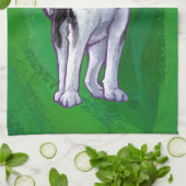 Festive Husky in Santa Hat op Green Theedoek (Gevouwen)