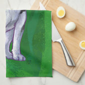 Festive Husky in Santa Hat op Green Theedoek (Quarter Fold)