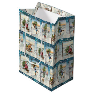 Festive Ice Skating Angels Medium Cadeauzakje