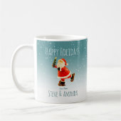 Festive Ice Skating Santa - Gepersonaliseerd Koffiemok (Links)