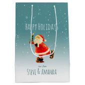 Festive Ice Skating Santa - Gepersonaliseerd Medium Cadeauzakje (Achterkant)