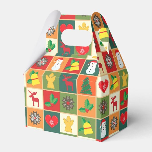 Festive Icons Gable Christmas Favor Box Bedankdoosjes (Voorkant Zijde)