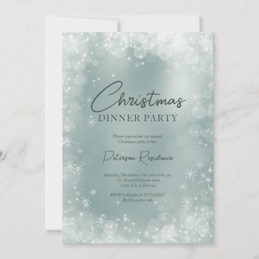 Festive-ijsblauwe sneeuw elegant-kerst kaart (Voorkant)