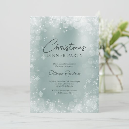 Festive-ijsblauwe sneeuw elegant-kerst kaart (Staand voorkant)